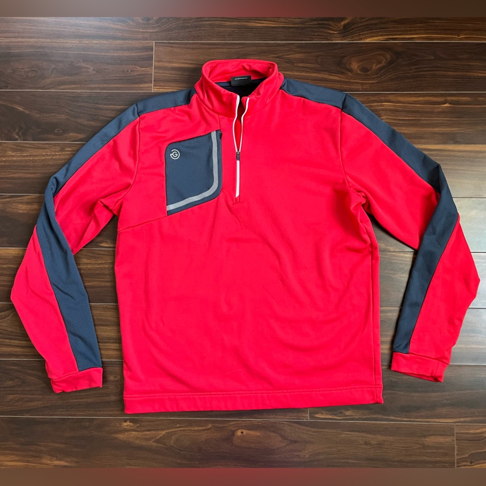 Galvin Green Men's Red & Navy Quarter-Zip Pullover Sweater, XL